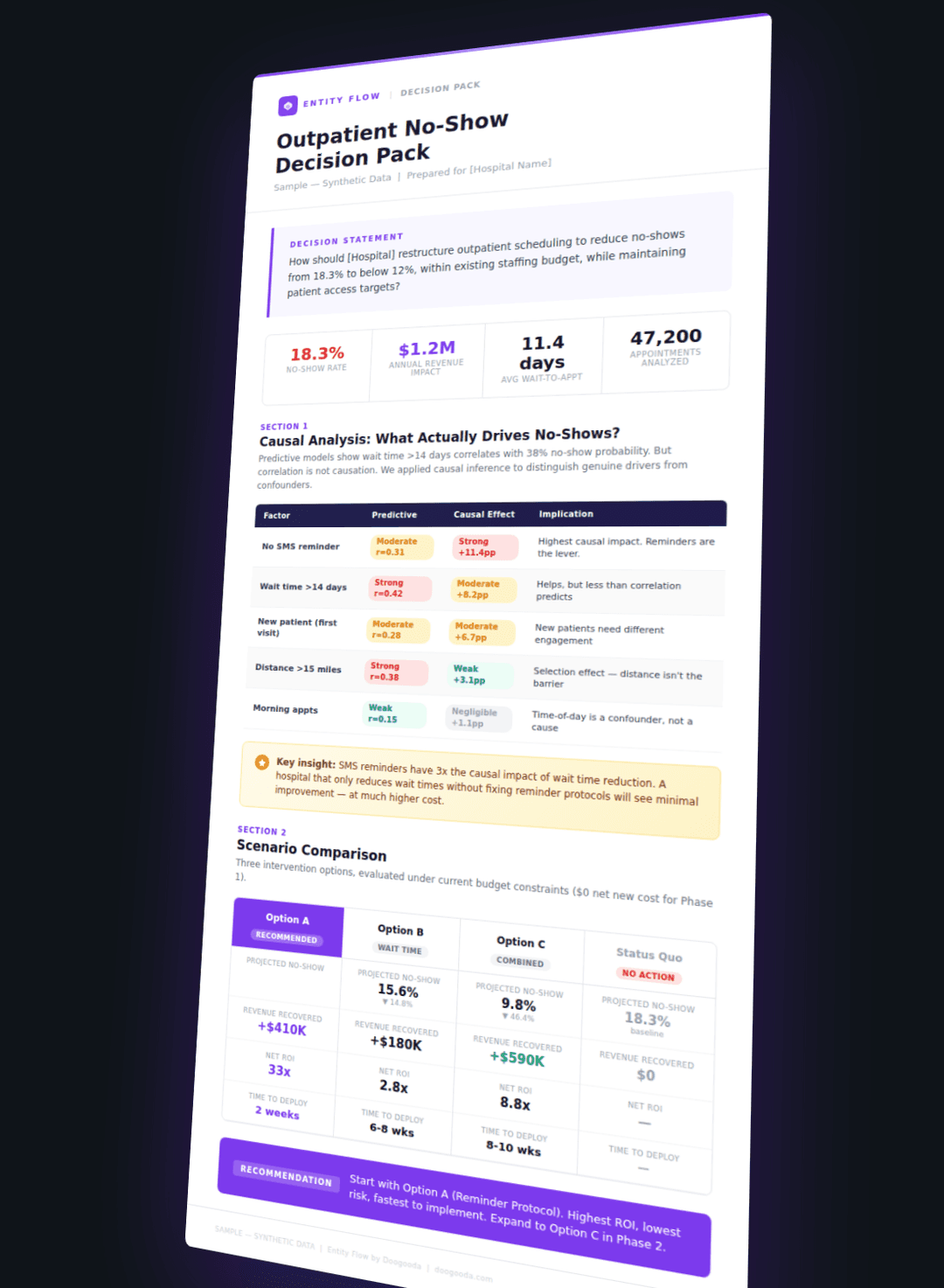Entity Flow Decision Brief — the output the platform produces